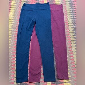 Ambiance Women M Lot Of Two Cotton Leggings Navy Blue/Burgundy Ankle Pants